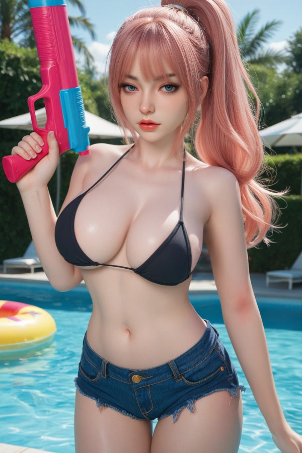 164cm/5ft5 I-cup Pink Hair Silicone Sex Doll – 