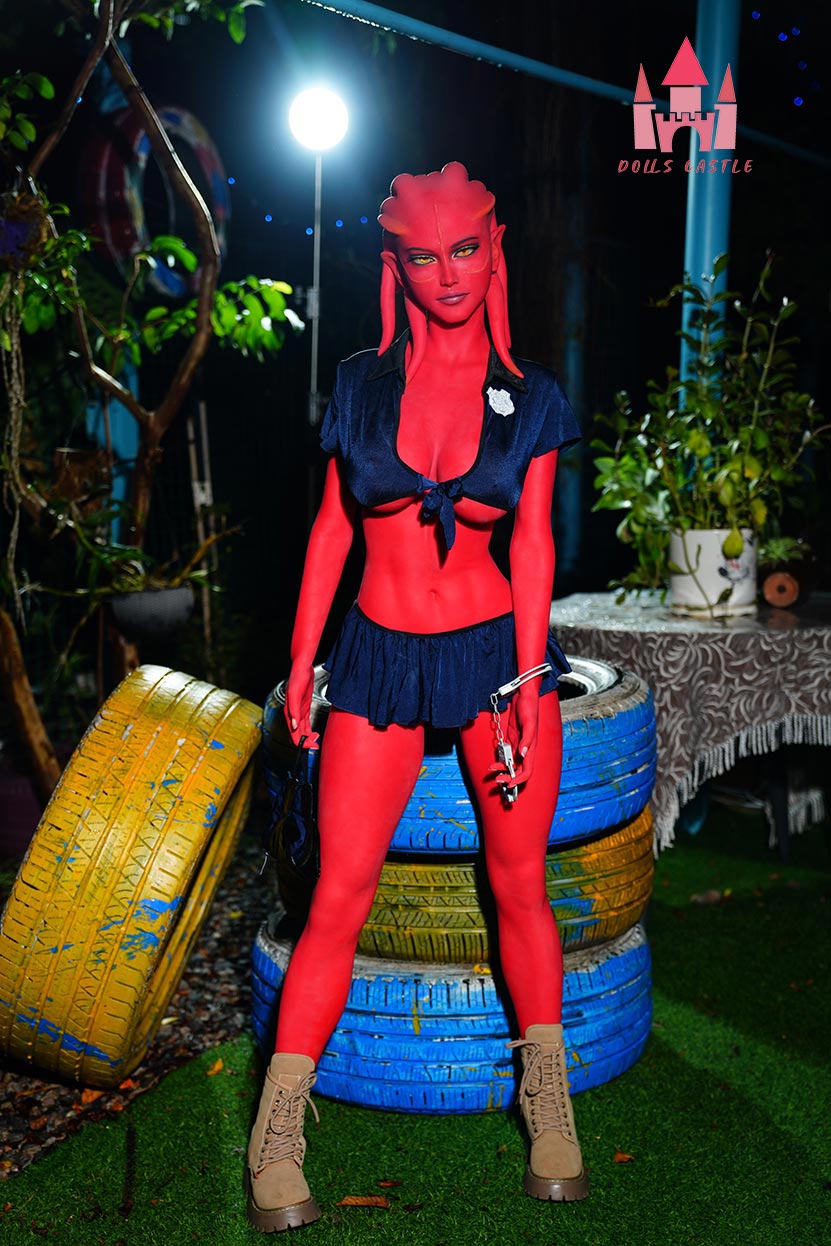EU In Stock - 160cm/5ft3 F-cup Red Skinned Alien TPE Sex Doll - 