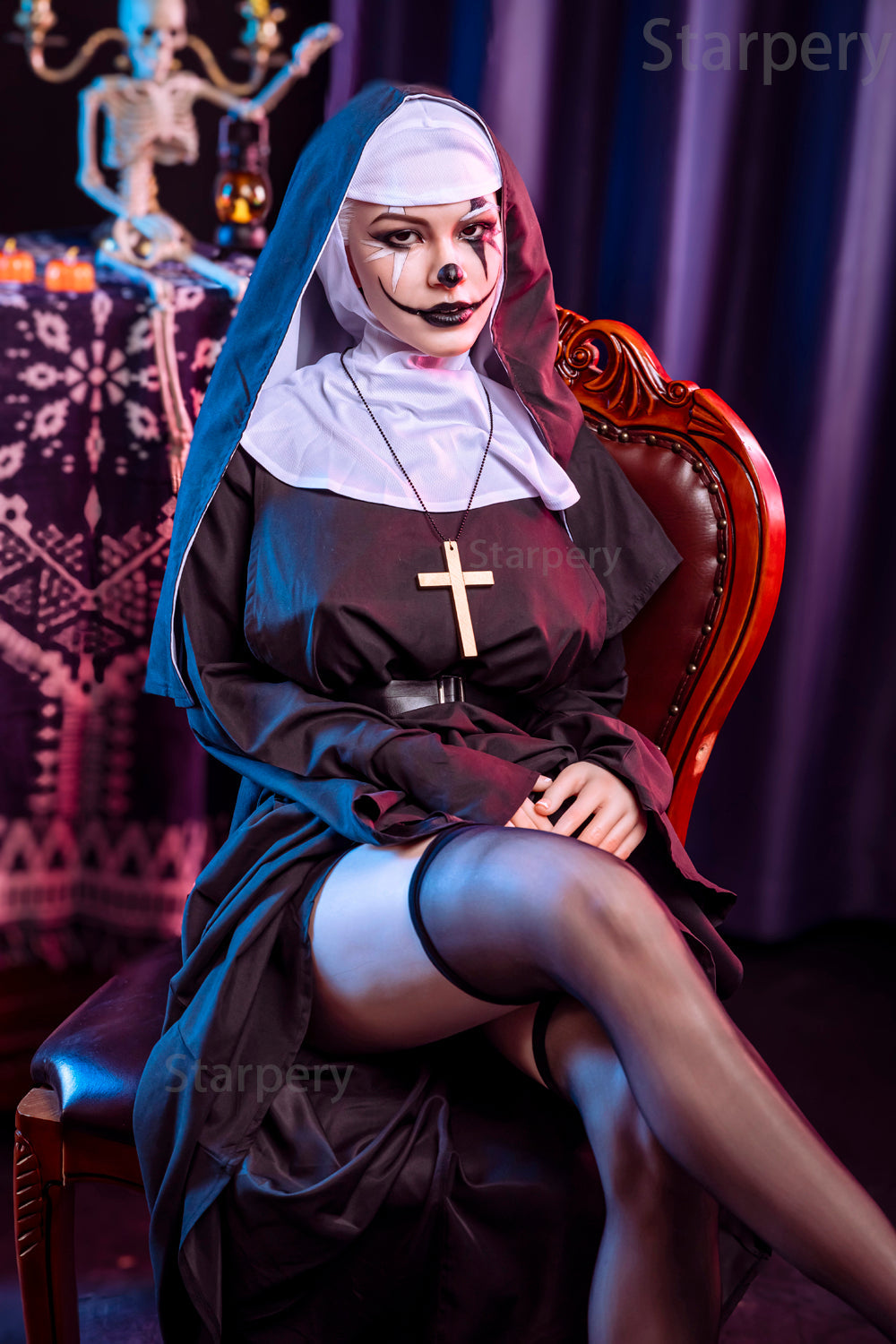163cm/5ft4 G-cup Silicone Head Halloween Horror Nun Sex Doll – Oksana