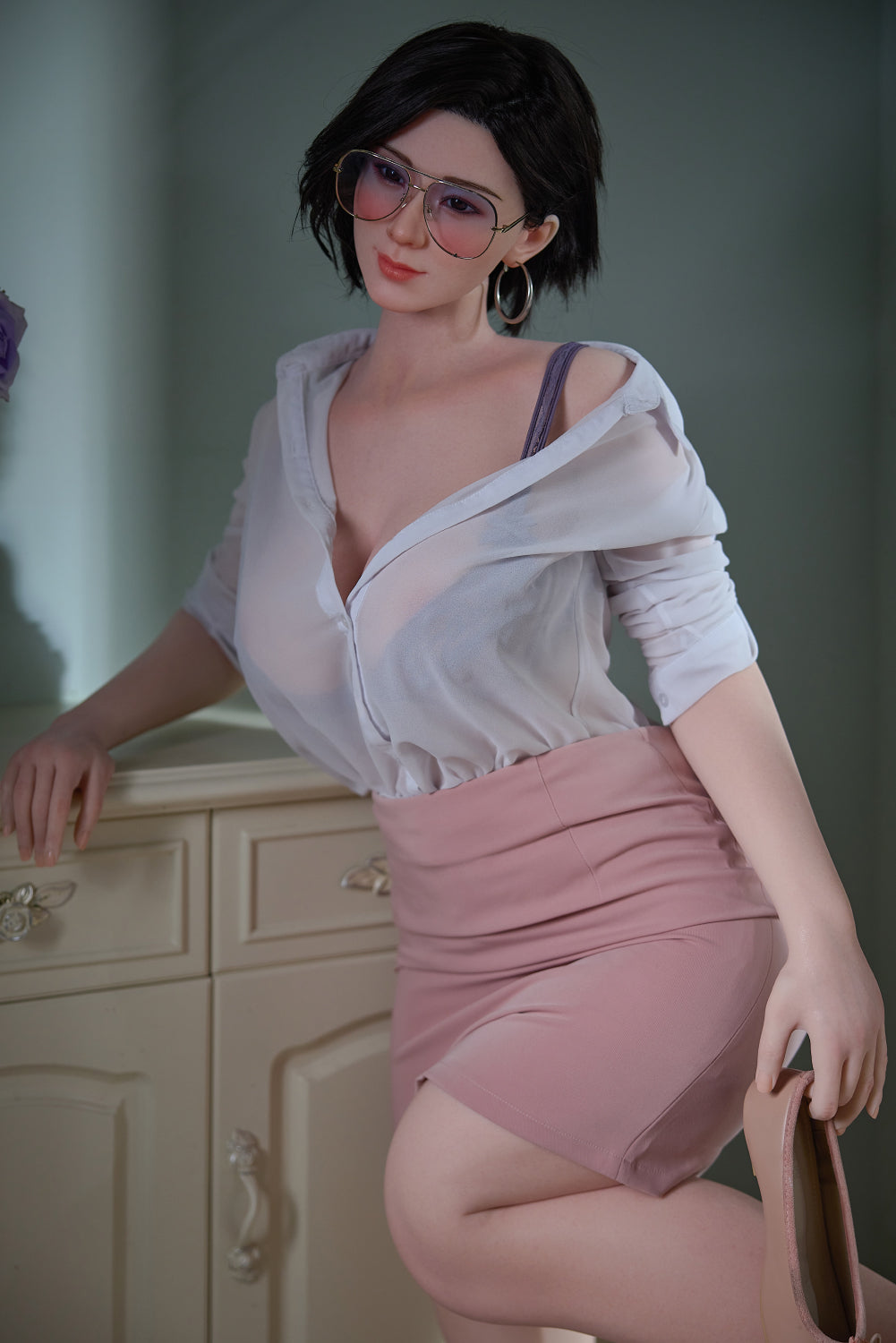 165cm/5ft5 G-cup Silicone Head BBW Big Booty Sex Doll - Hao