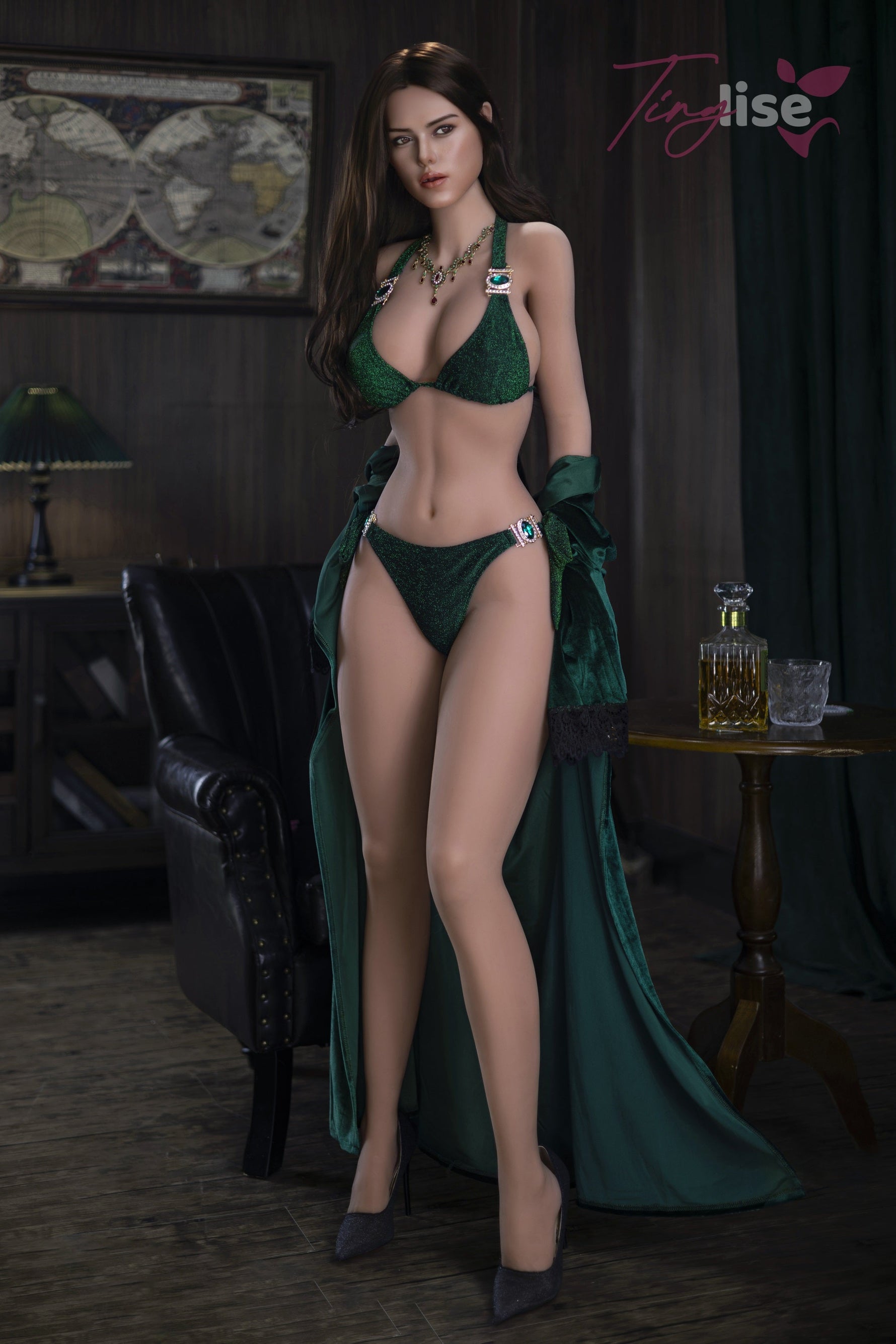 US In Stock - 160cm/5ft3 F-Cup Hybrid Sex Doll, ROS Head, Sucking Vagina - Raven Tinglise