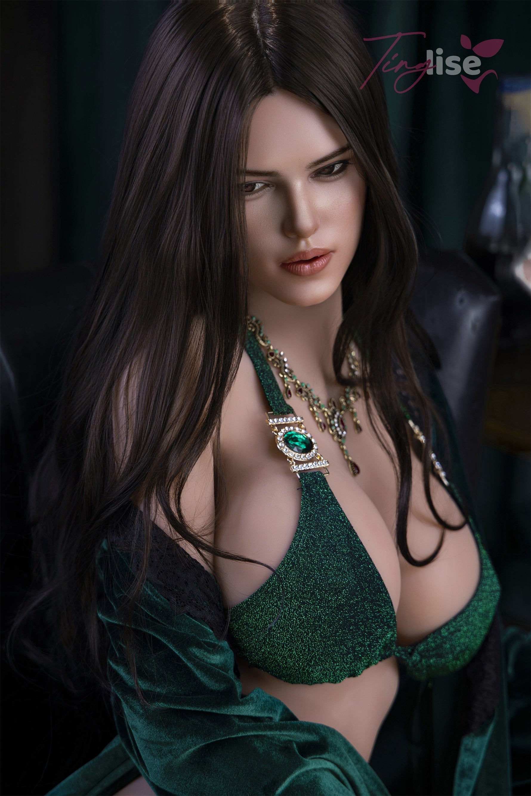 US In Stock - 160cm/5ft3 F-Cup Hybrid Sex Doll, ROS Head, Sucking Vagina - Raven Tinglise